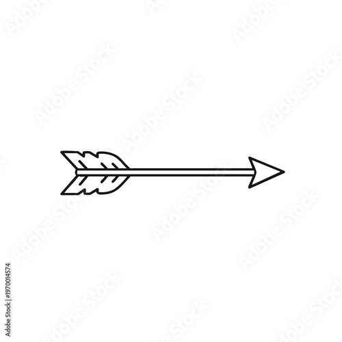 Simple black outline drawing of an arrow with feathered fletching