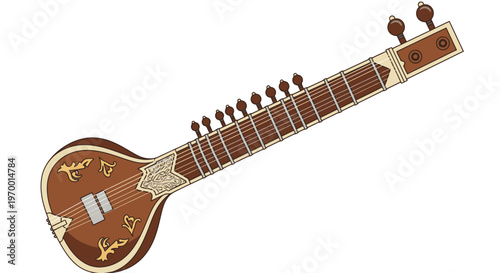 Traditional Indian Tanpura Stringed Musical Instrument