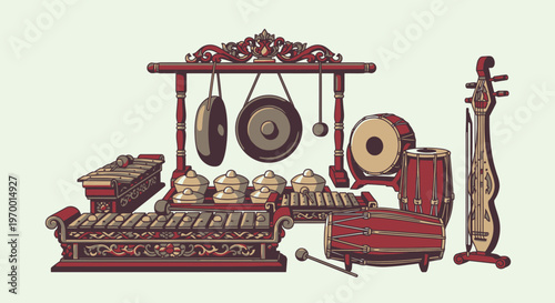 Traditional Indonesian Gamelan Instruments