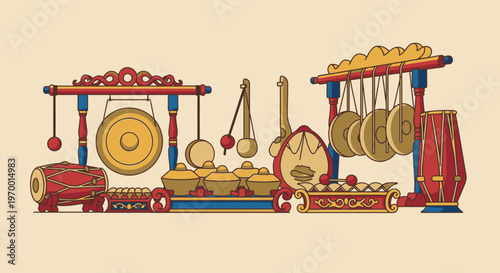 Traditional Indian musical instruments on display