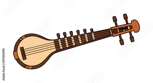 Traditional Indian Tanpura Musical Instrument Illustration
