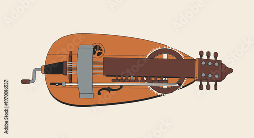 Sitar illustration traditional Indian stringed musical instrument