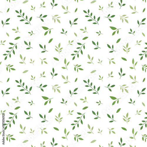 Minimal Green Leaf Seamless Pattern Background Botanical Nature Texture