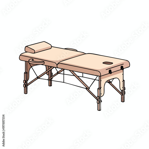 Portable massage table with adjustable headrest and face hole, light tan color