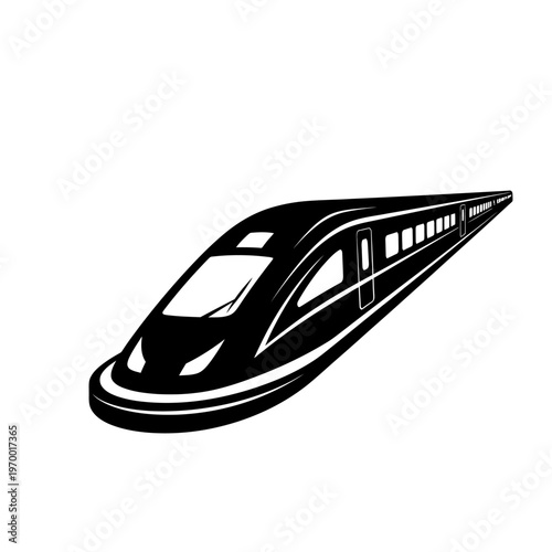 Sleek Black and White Train Illustration for Modern Transportation.