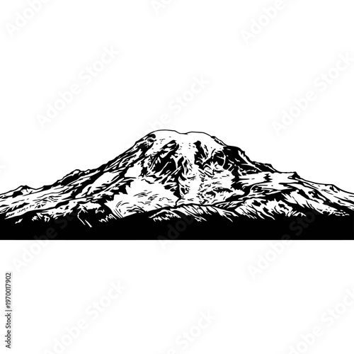 Striking Silhouette of a Majestic Mountain Against a Clear Sky.