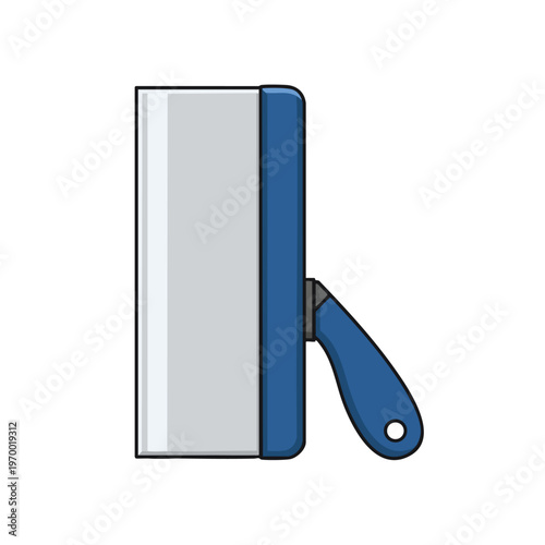 Blue handled putty knife with silver blade