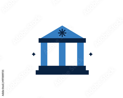 Bank building or courthouse icon for institutional finance and legal services.