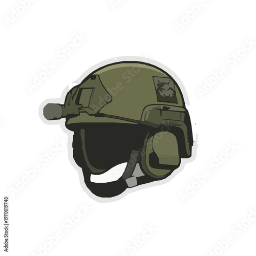 Military Helmet Vector Illustration, Army Protection Gear Icon
