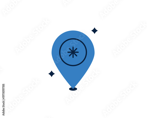 Location pin with financial symbol for finding banks or payment points.