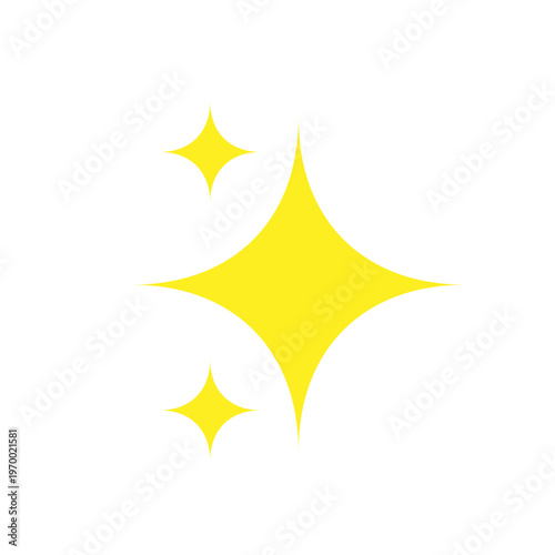 Yellow Sparkle Star Set — Four-Point Glitter Stars on Transparent Background, Vector Illustration