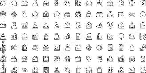 Set of 100 Outline Farm and Agriculture Icons Vector