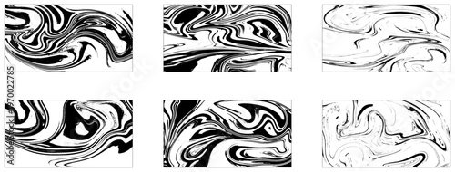 Set of hand drawn abstract marble texture. Bundle collection of beautiful white and black marble background. Pack of handmade stone or rock texture with liquid paint ink. Ebru