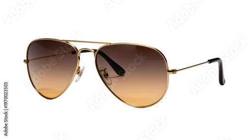 Φωτογραφία Classic aviator sunglasses, gold metal frame with gradient brown lenses