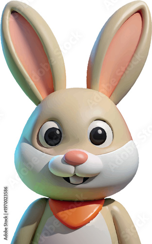 3d Easter bunny in orange bandana