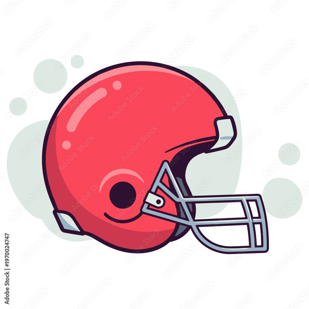 Fototapeta premium Football helmet displayed resting on white minimal background. non editable strokes