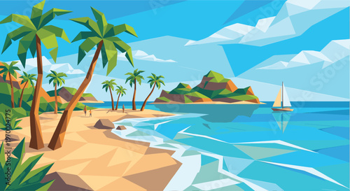 tropical island with palm trees