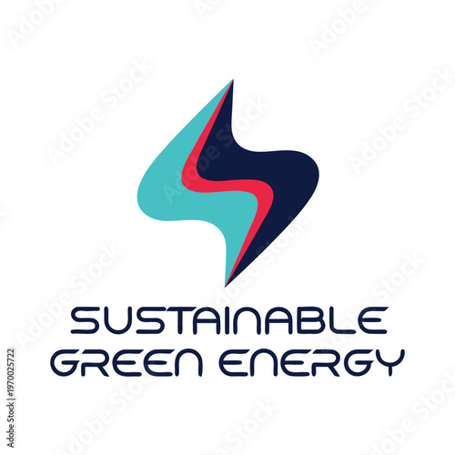 Sustainable green energy logo with abstract design and text