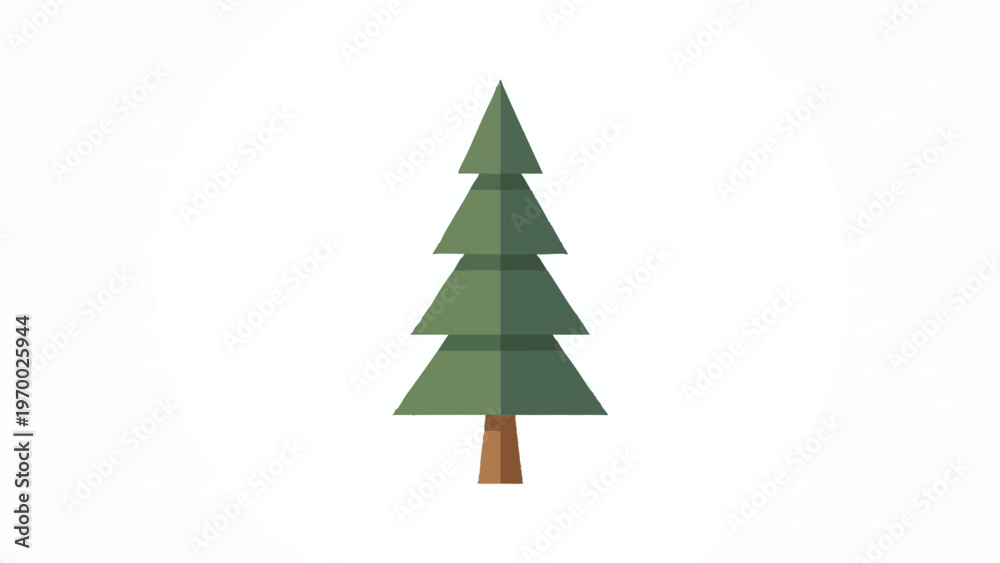 Obraz premium Pine Tree Simple Flat Vector Illustration on White