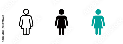Female pictogram, logo representing a woman in a restroom.
