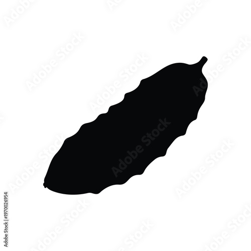 Bitter gourd silhouette vector flat design on white background.
