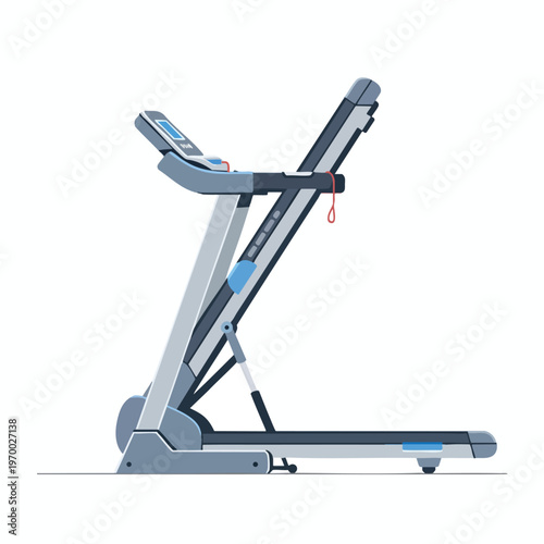 Modern, folding treadmill with digital display and safety clip