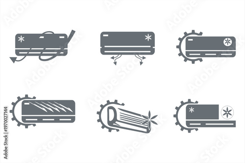 Vector line icon related to ac compressor. Perfect Line. Editable Stroke, Ac repair gradient linear vector icon. Maintenance service. Air conditioning repair. Appliance breakdown. Hvac unit. Thin line