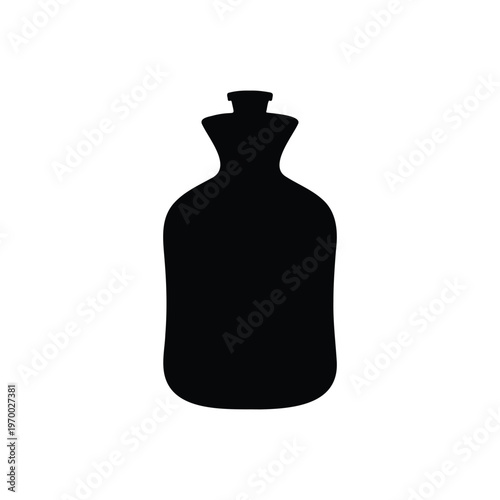 Hot water bottle silhouette vector flat design on white background.
