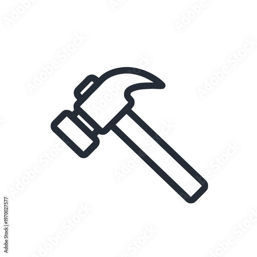 Outline Icon of a Hammer for Construction, Repair, and DIY Projects – Essential Tool for Handymen and Building Craftsmen – Simple Vector Graphic for Industry and Home Improvement Themes
