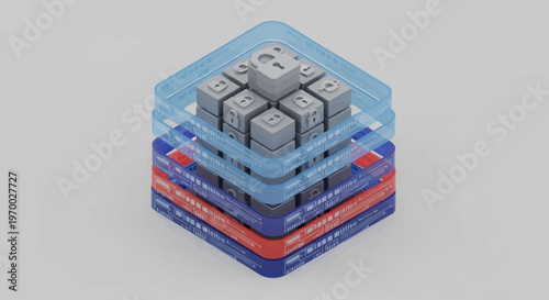 3D rendering of a puzzle cube.
