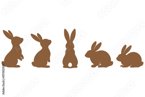 Easter bunny outline Silhouette vector icon set. Easter vector icons on white background and Vector illustration.