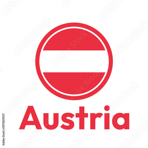 Round austrian flag vector icon isolated on white background. The flag of Austria in a circle