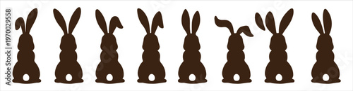 Easter bunny outline Silhouette vector icon set. Easter vector icons on white background and Vector illustration.