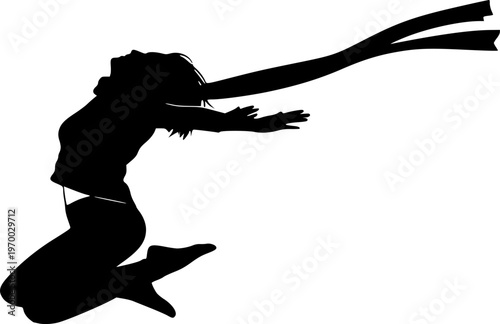 Joyful Leap Silhouette Happiness Excitement Freedom Vitality Motion Black Vector