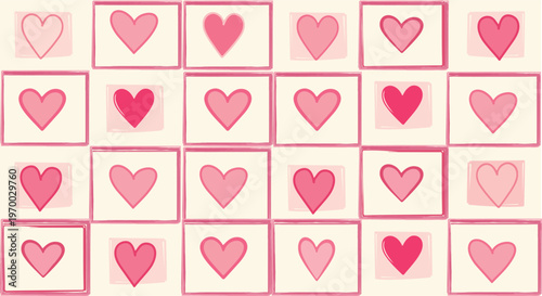 Playful pink and red hearts vector illustration for romantic celebration and decorative projects.