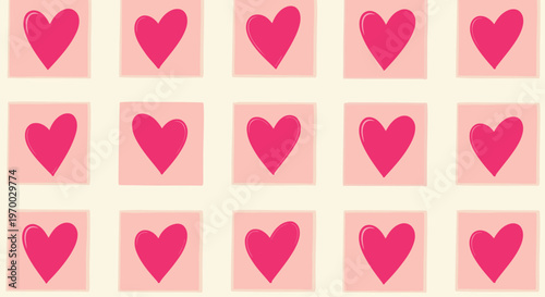 Cute hand-drawn pink heart pattern vector illustration for romantic and valentine's designs.