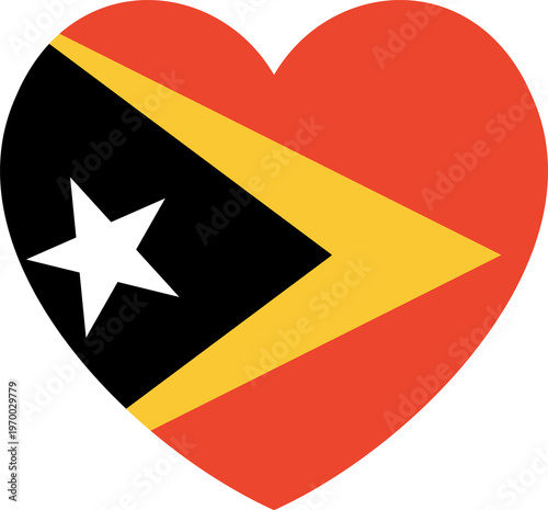 Free Download East Timor flag button, badge, sticker in heart shape. Flag of East Timor heart shaped icon, banner. National flag of East Timor heart. - GFXLoad