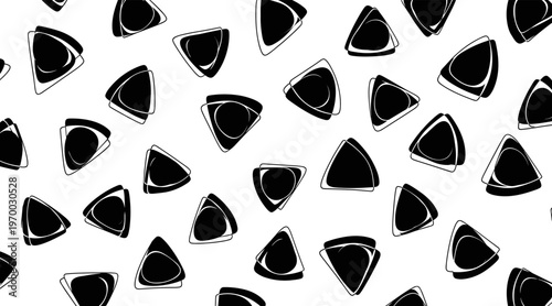 Triangular shapes scattered in seamless pattern on white, no seamless