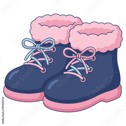 Winter Boots Illustration: A charming illustration captures a pair of cozy winter boots, perfect for staying warm and stylish during the colder months. These boots feature a plush.