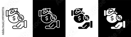 Loan Repayment Icon Of Line Black And White Style Vector Illustrationn