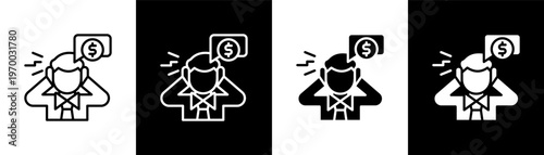 Financial Stress Icon Of Line Black And White Style Vector Illustrationn