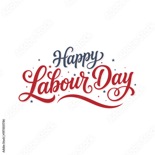 
Happy International Labour Day vector illustration with script typography and star accents. Celebrate 1st May Workers’ Day with stylish handwritten lettering for posters, banners, greeting cards.