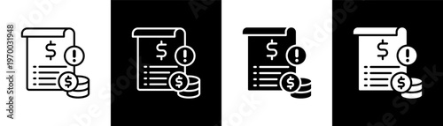 Overdue Bill Icon Of Line Black And White Style Vector Illustrationn