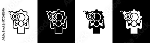 Debt Management Icon Of Line Black And White Style Vector Illustrationn