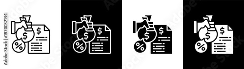 Business Loan Icon Of Line Black And White Style Vector Illustrationn