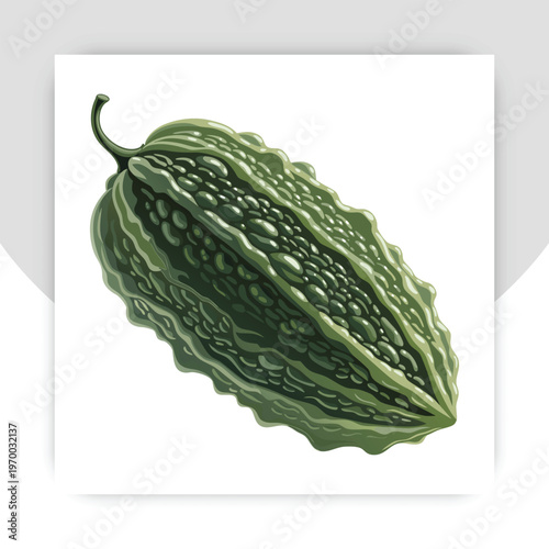 Close up of a bumpy green bitter melon isolated on white background isolated on transparent background silhouette,