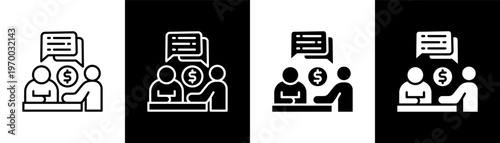 Debt Negotiation Icon Of Line Black And White Style Vector Illustrationn