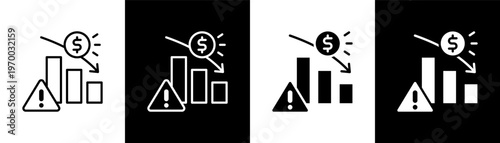 Financial Crisis Icon Of Line Black And White Style Vector Illustrationn