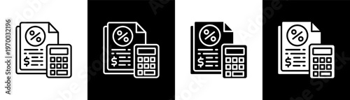 Loan Calculator Icon Of Line Black And White Style Vector Illustrationn
