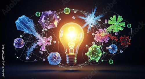 Wallpaper Mural Bright Idea with Abstract Geometric Shapes and Interconnected Elements Torontodigital.ca